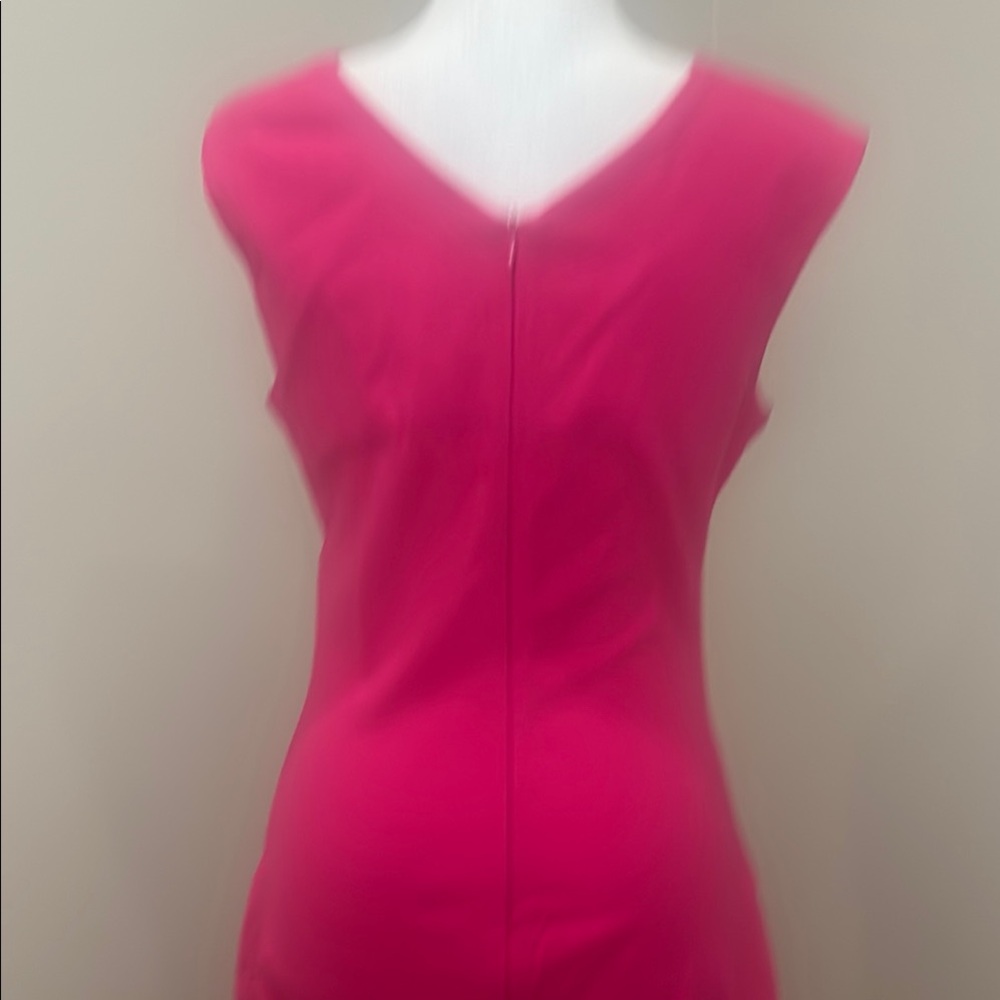 Vibrant Pink Asymmetrical Sheath Dress for Cocktail Events - Picture 6 of 7